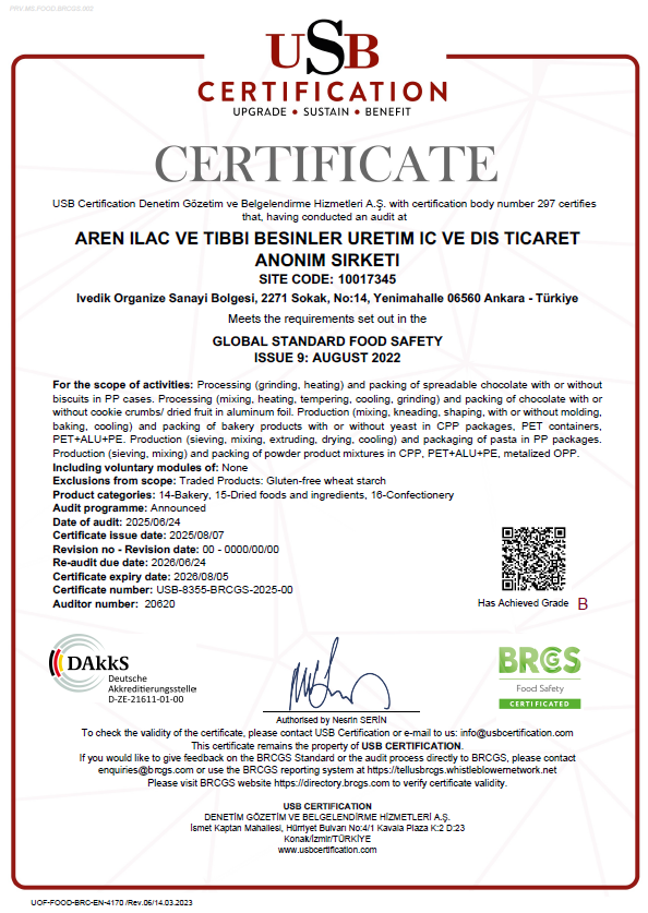 BRGS Food Safety CERTİFİCATE — Sayfa 1